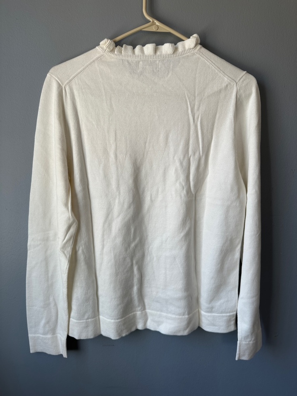 J Crew NWT Ruffled Neck‎ Sweater cream ivory women’s XS - Picture 10 of 11